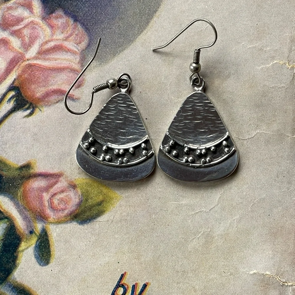 Vintage 925 sterling silver earrings dangle - Picture 7 of 7